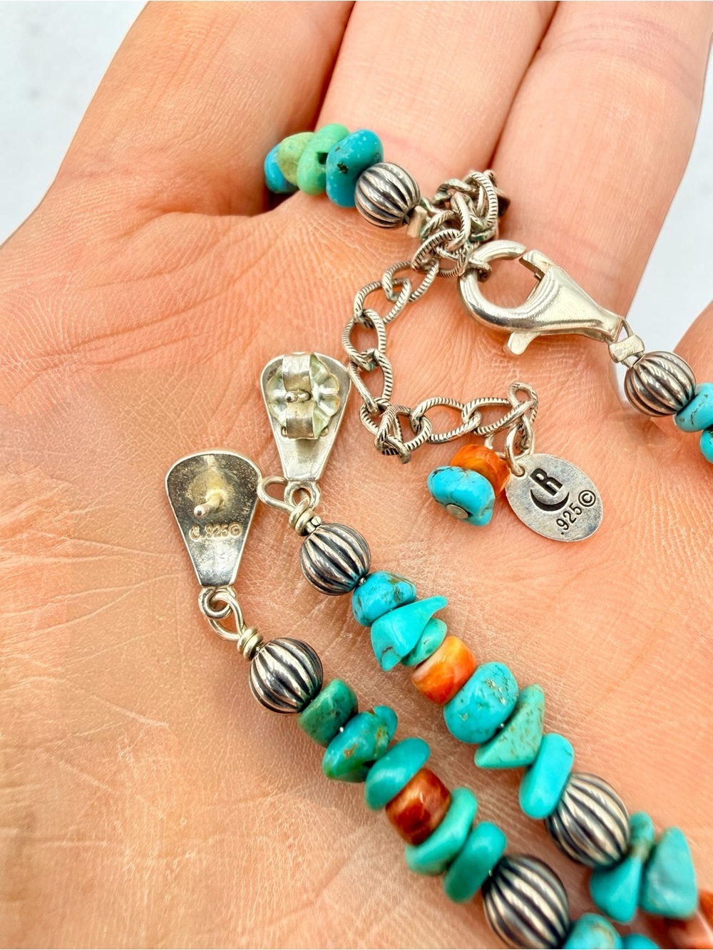 Carolyn Pollack Relios Turquoise Spiny Oyster Sterling Silver Necklace & Earring - Picture 10 of 17